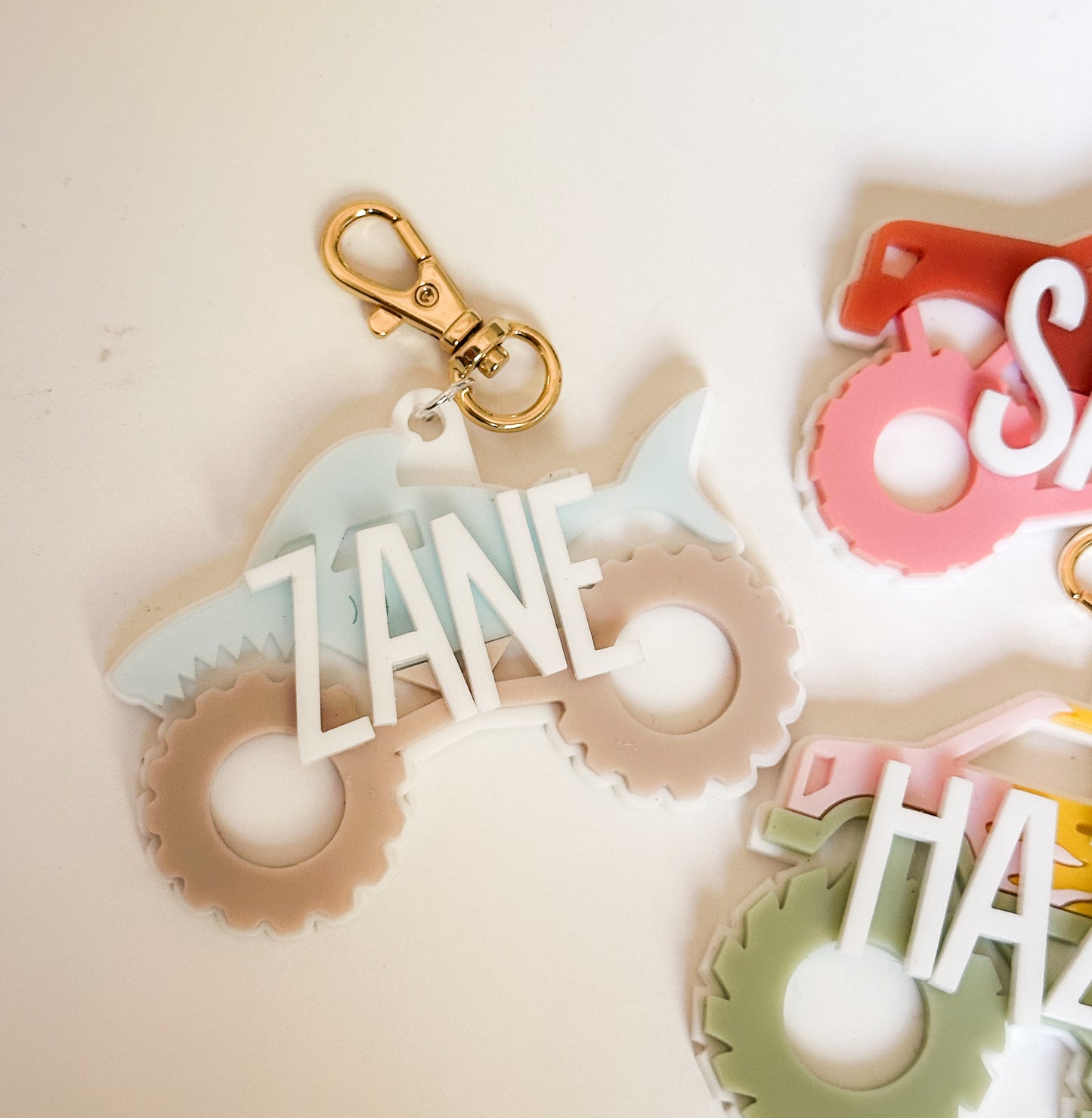 Personalised Monster truck bag tags