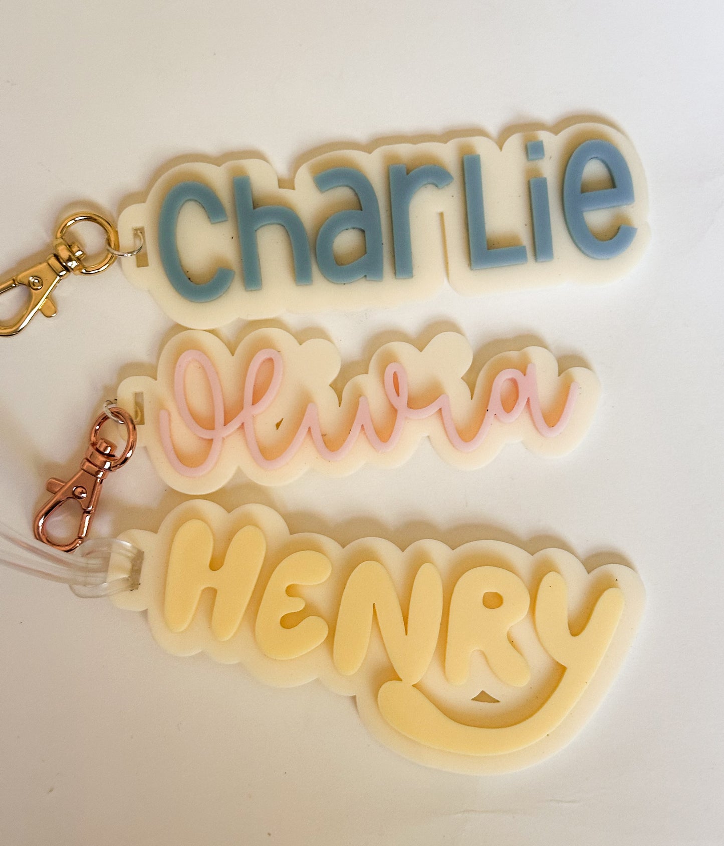 Personalised acrylic bag tags