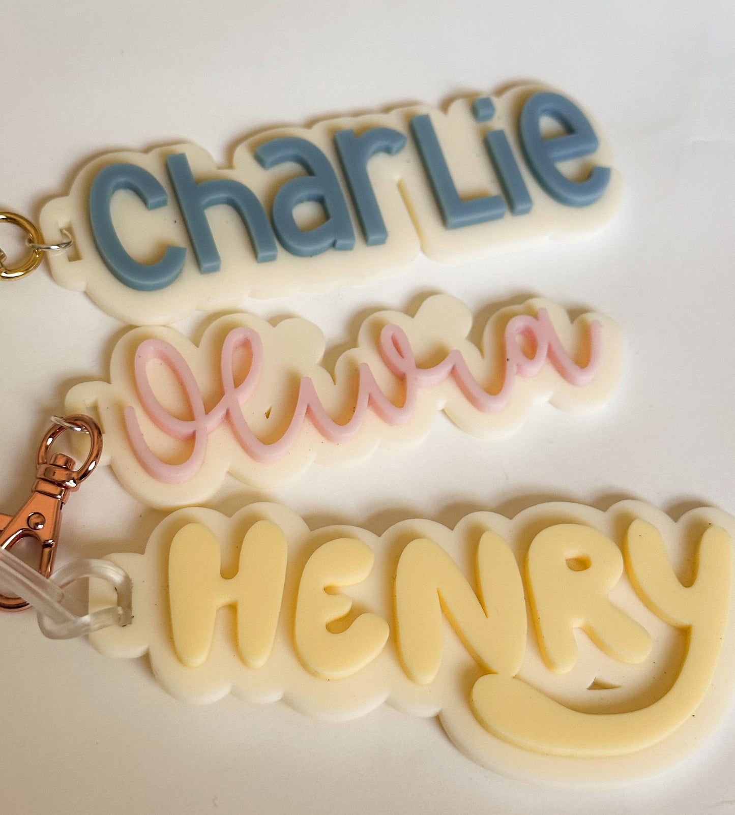 Personalised acrylic bag tags