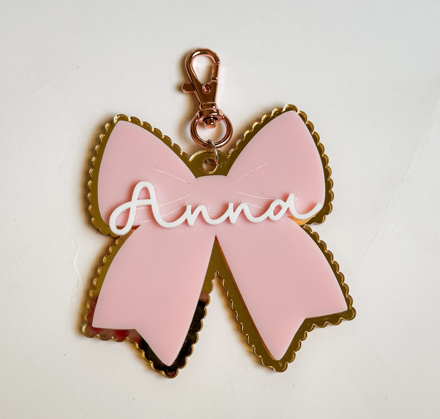 Personalised bow bag tag