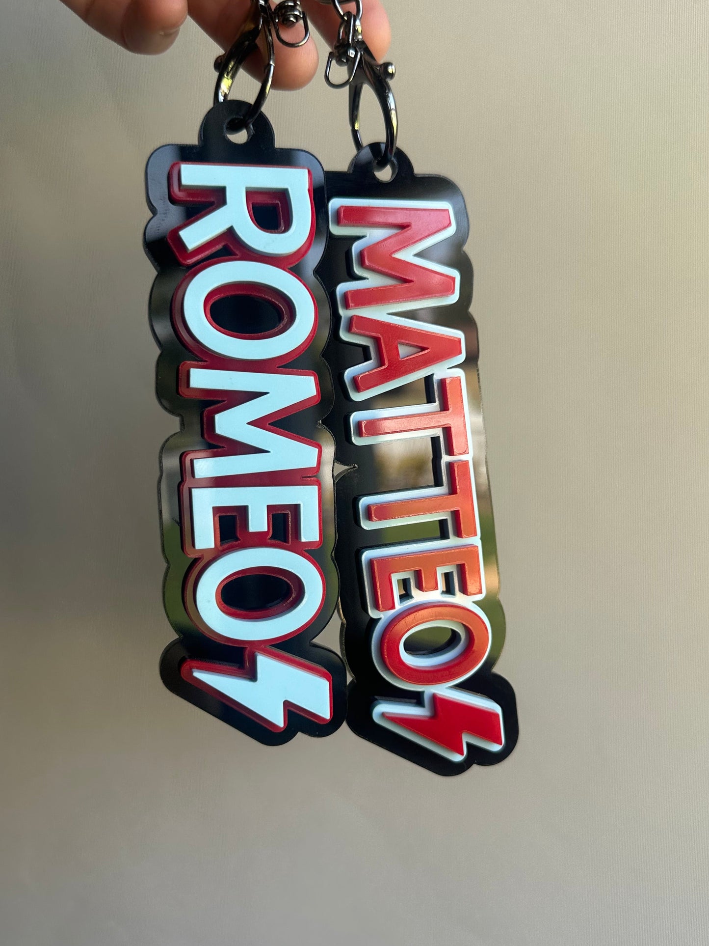 Personalised Triple layer symbol bag tag