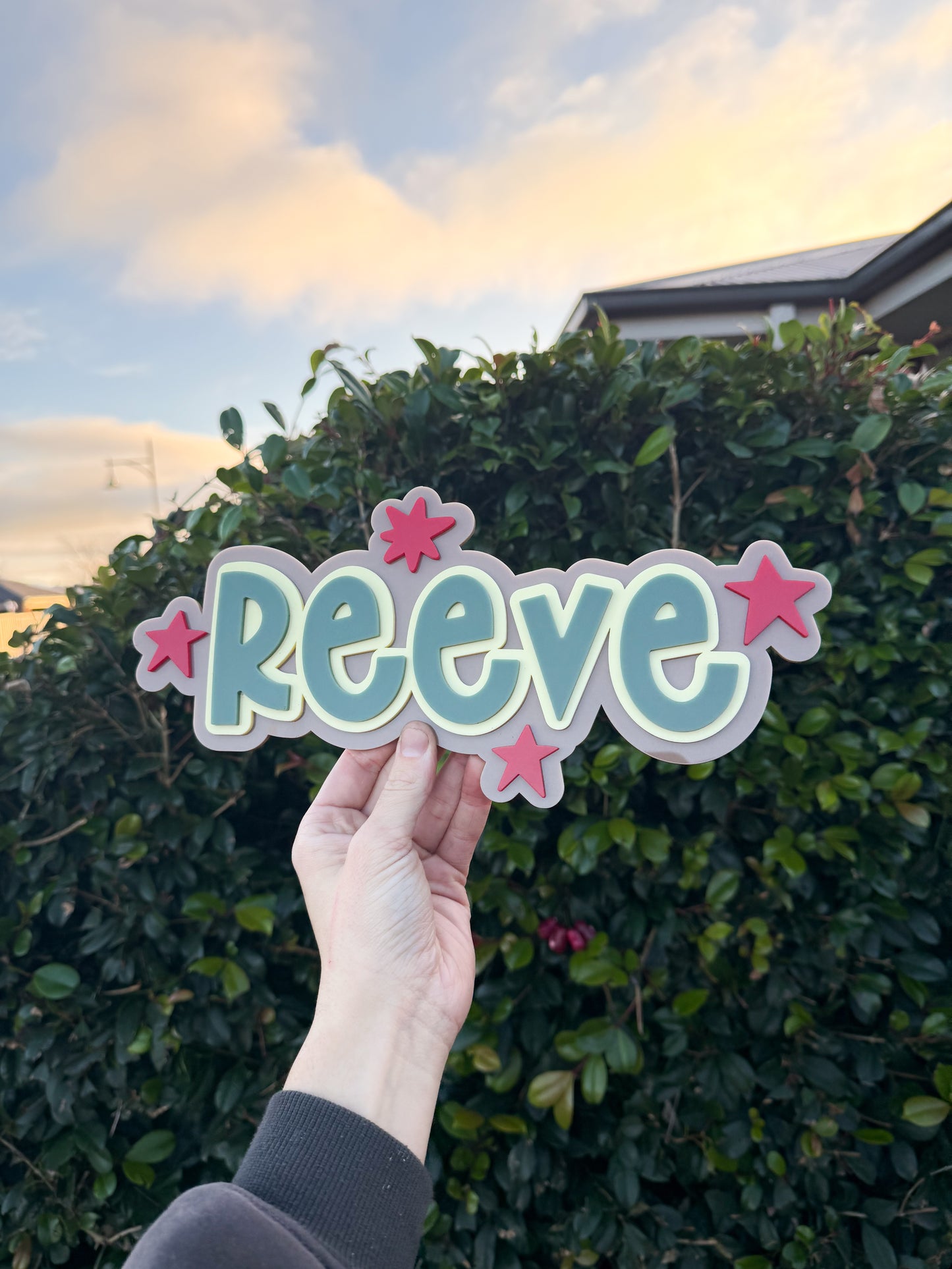 Starburst Triple Layered Name Sign