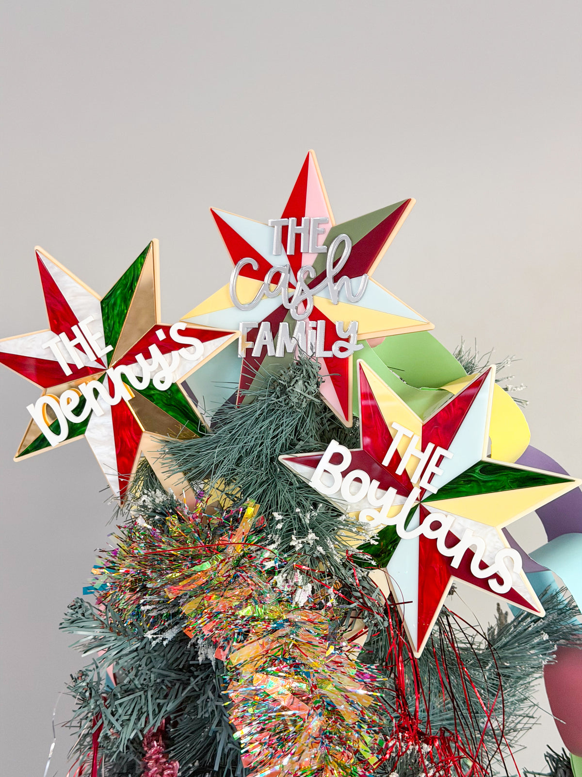 Personalised Retro Christmas Star Tree Topper