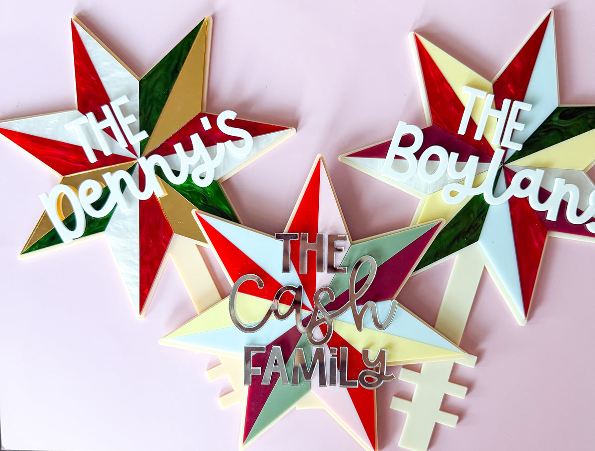 Personalised Retro Christmas Star Tree Topper