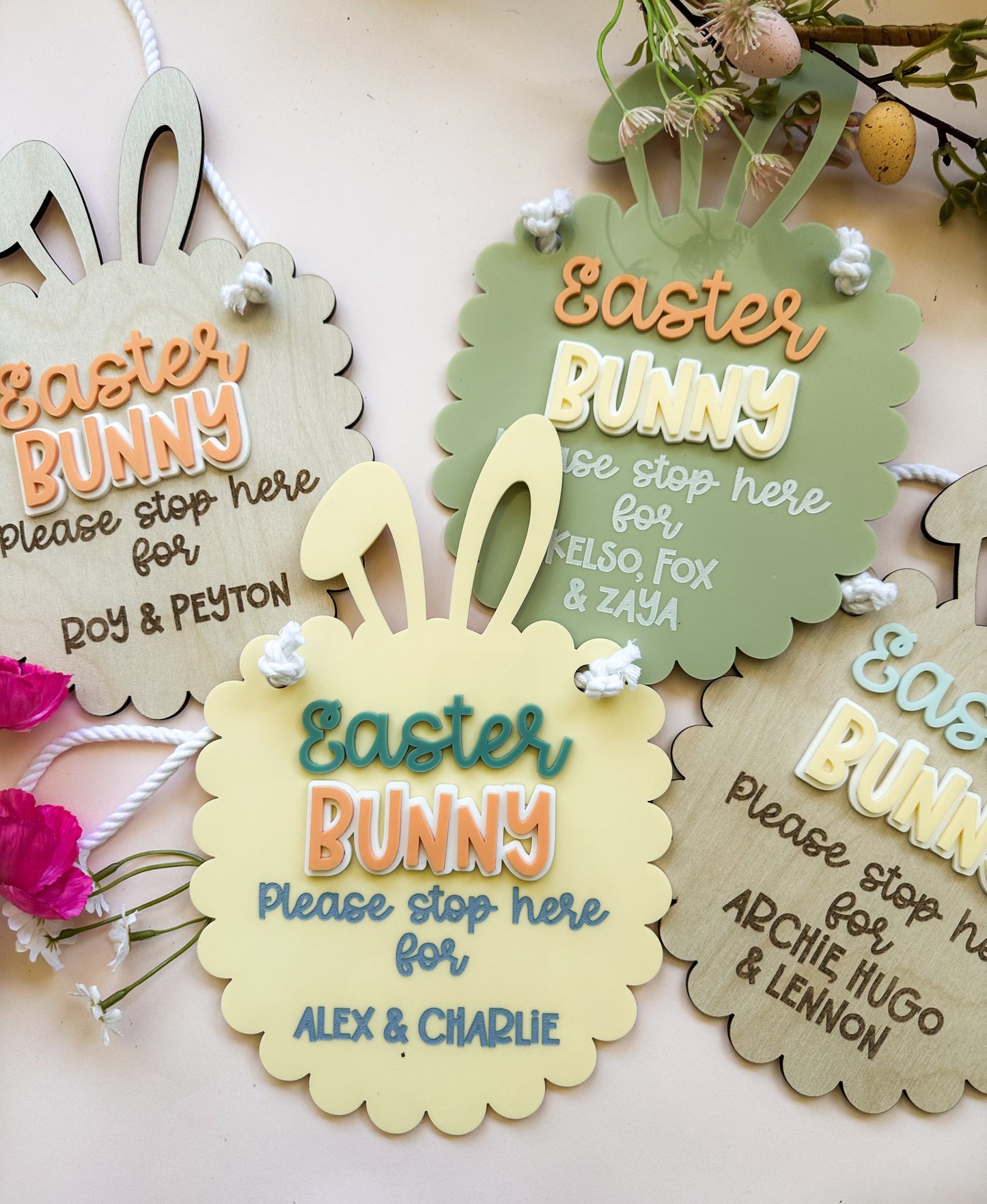Personalised "Please stop here" Easter bunny sign
