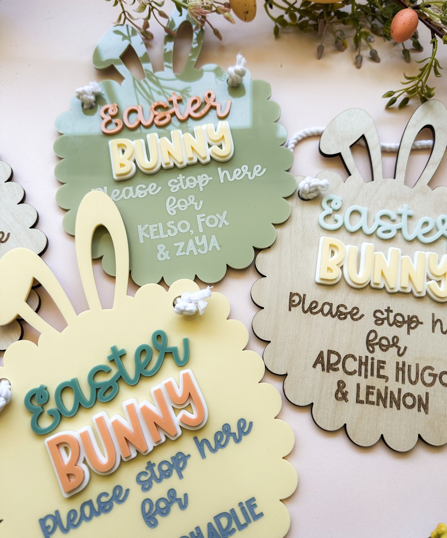Personalised "Please stop here" Easter bunny sign