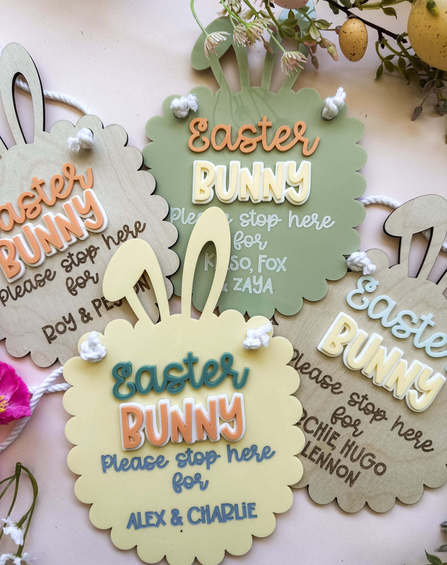 Personalised "Please stop here" Easter bunny sign