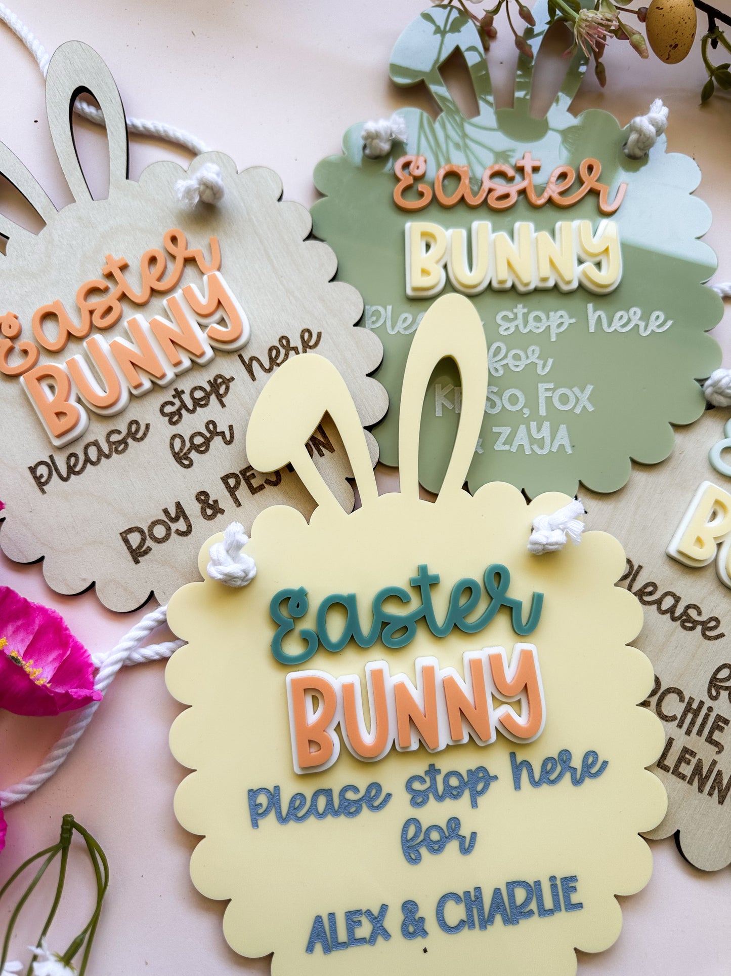 Personalised "Please stop here" Easter bunny sign
