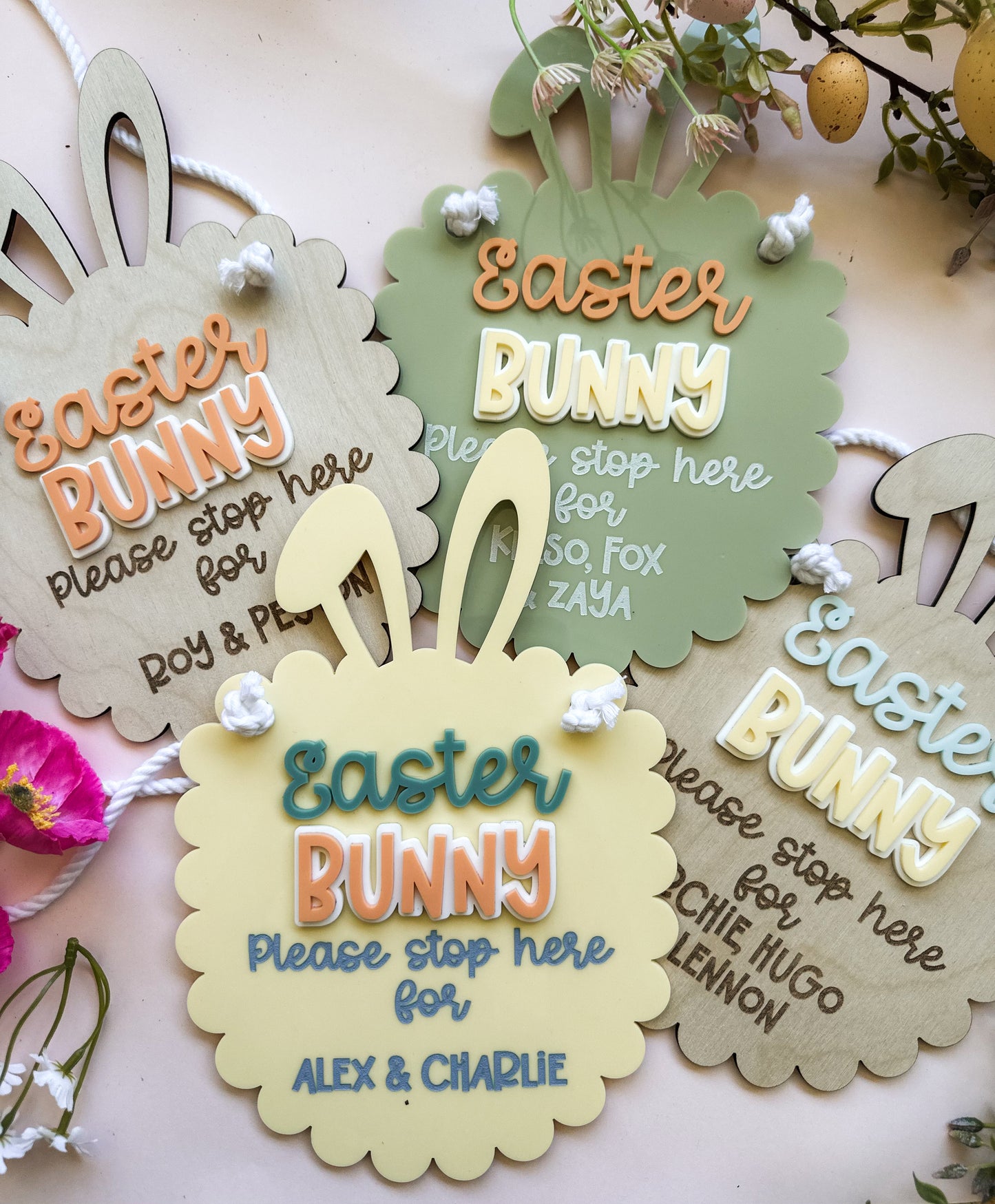 Personalised "Please stop here" Easter bunny sign