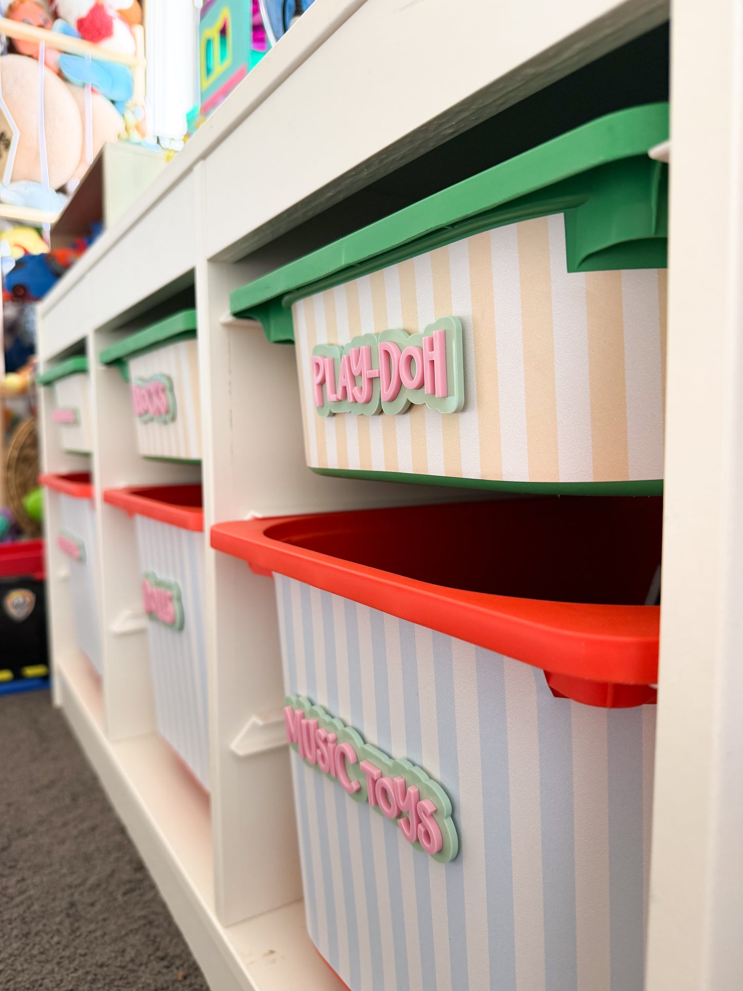 Kids toy storage labels