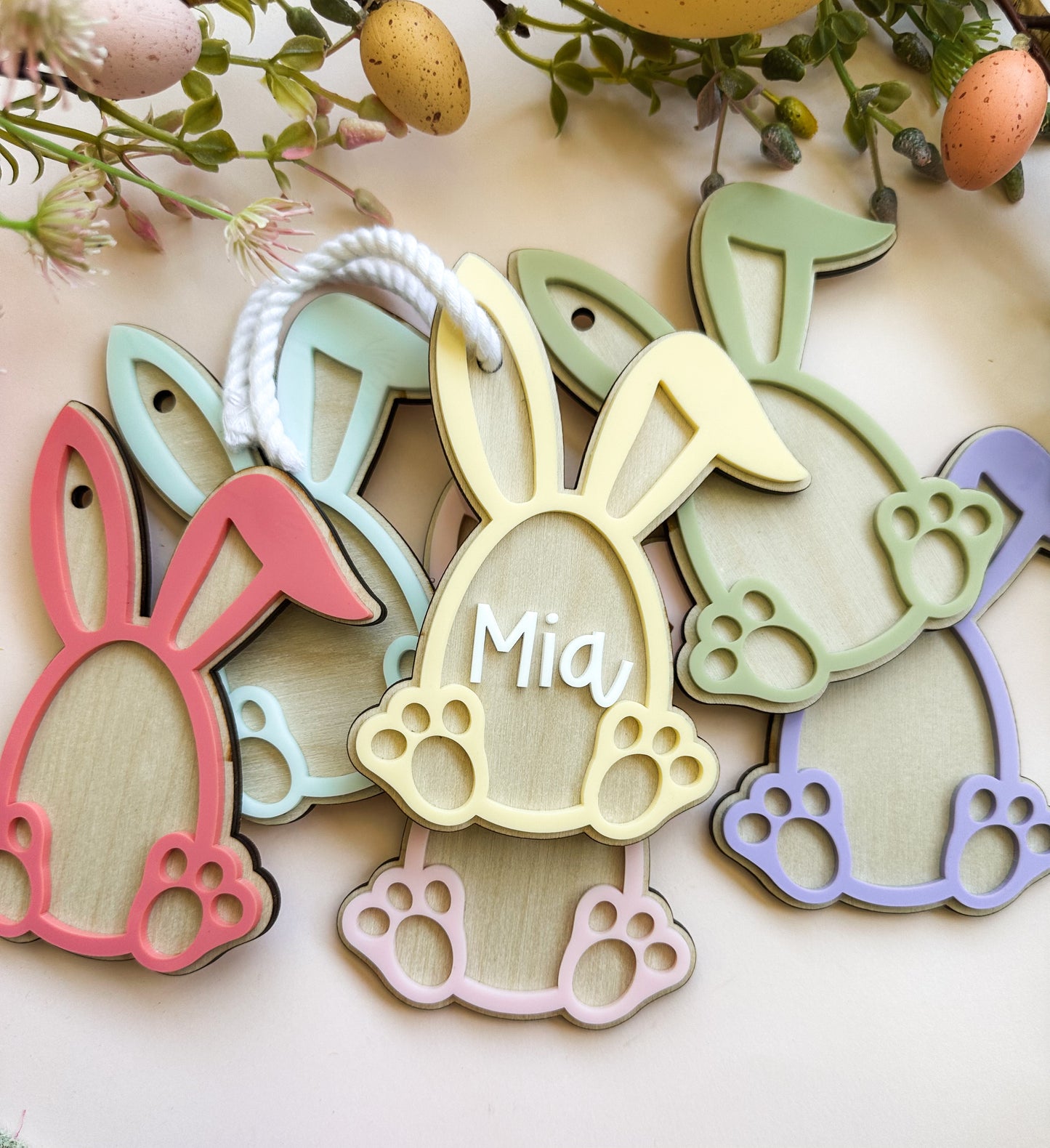 Personalised bunny outline tag