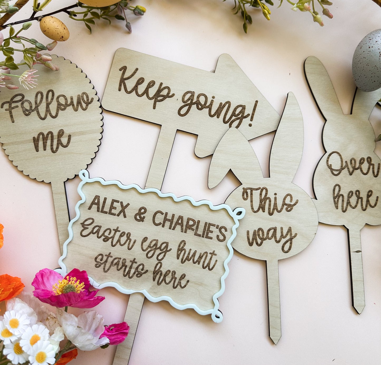 Personalised egg hunt signs