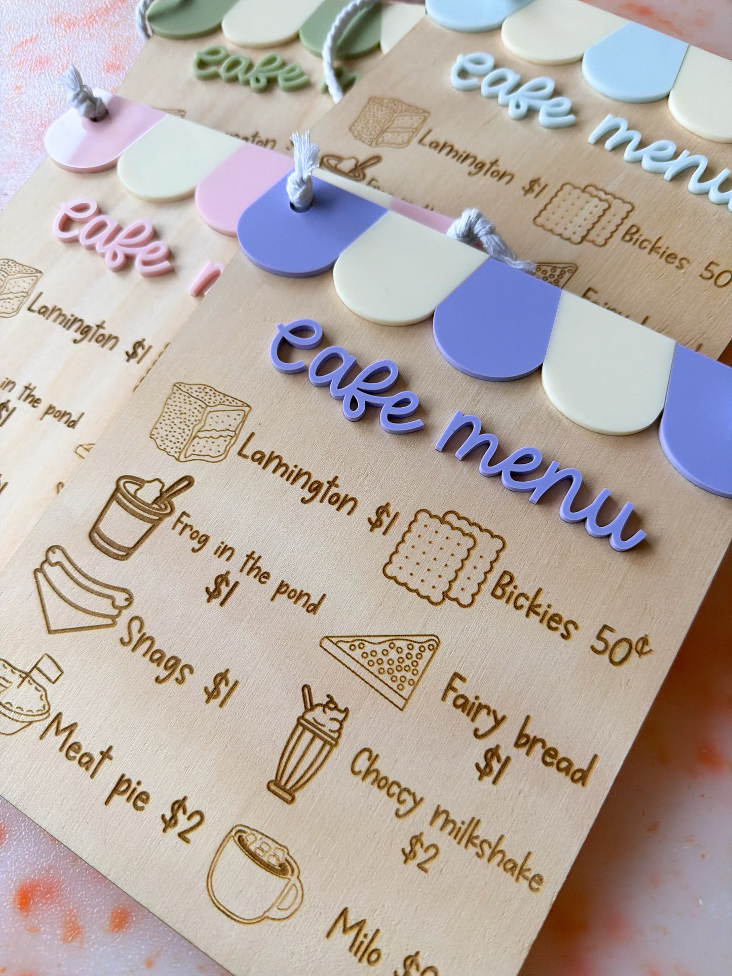 Aussie classic's cafe menu