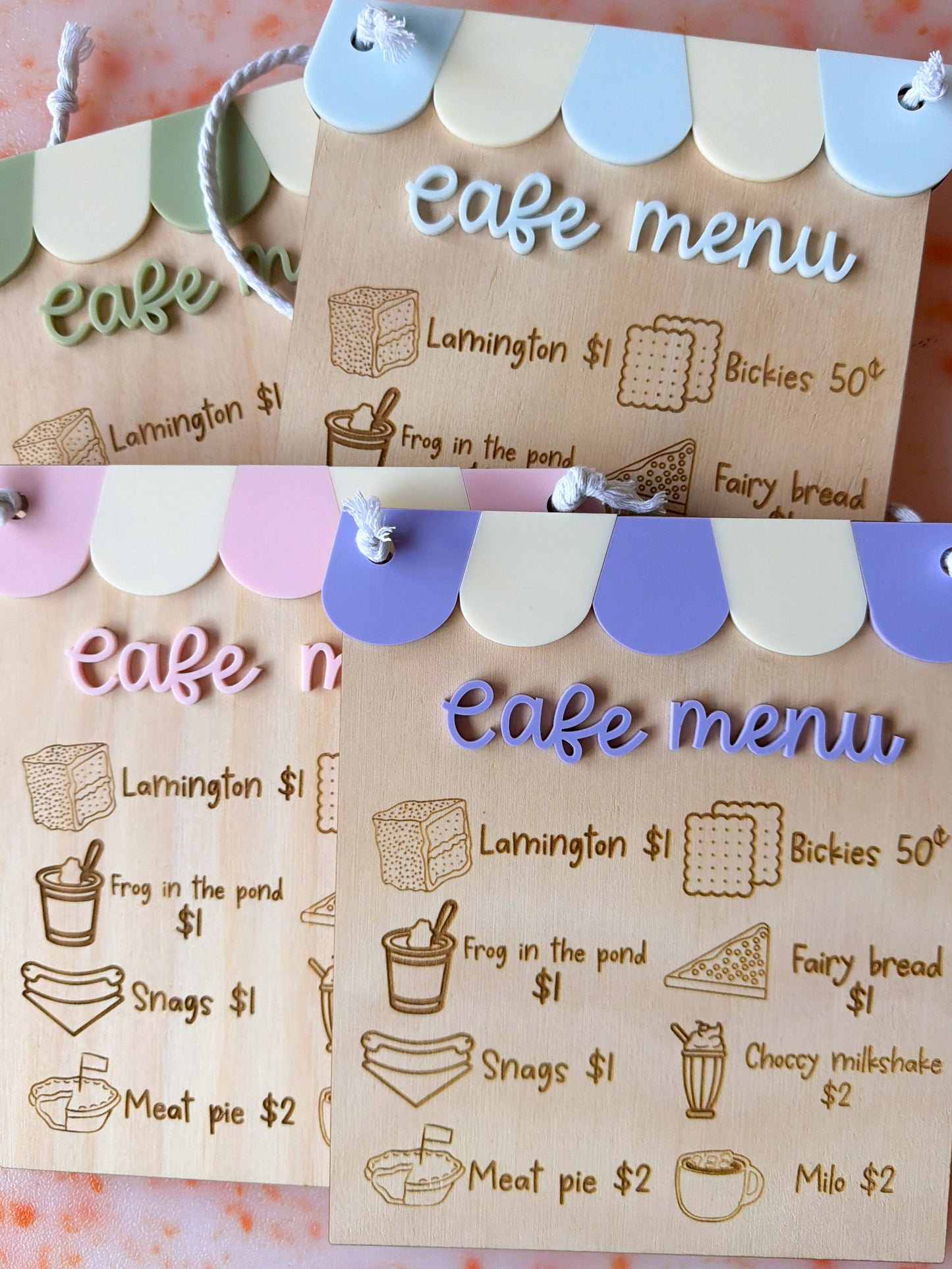 Aussie classic's cafe menu