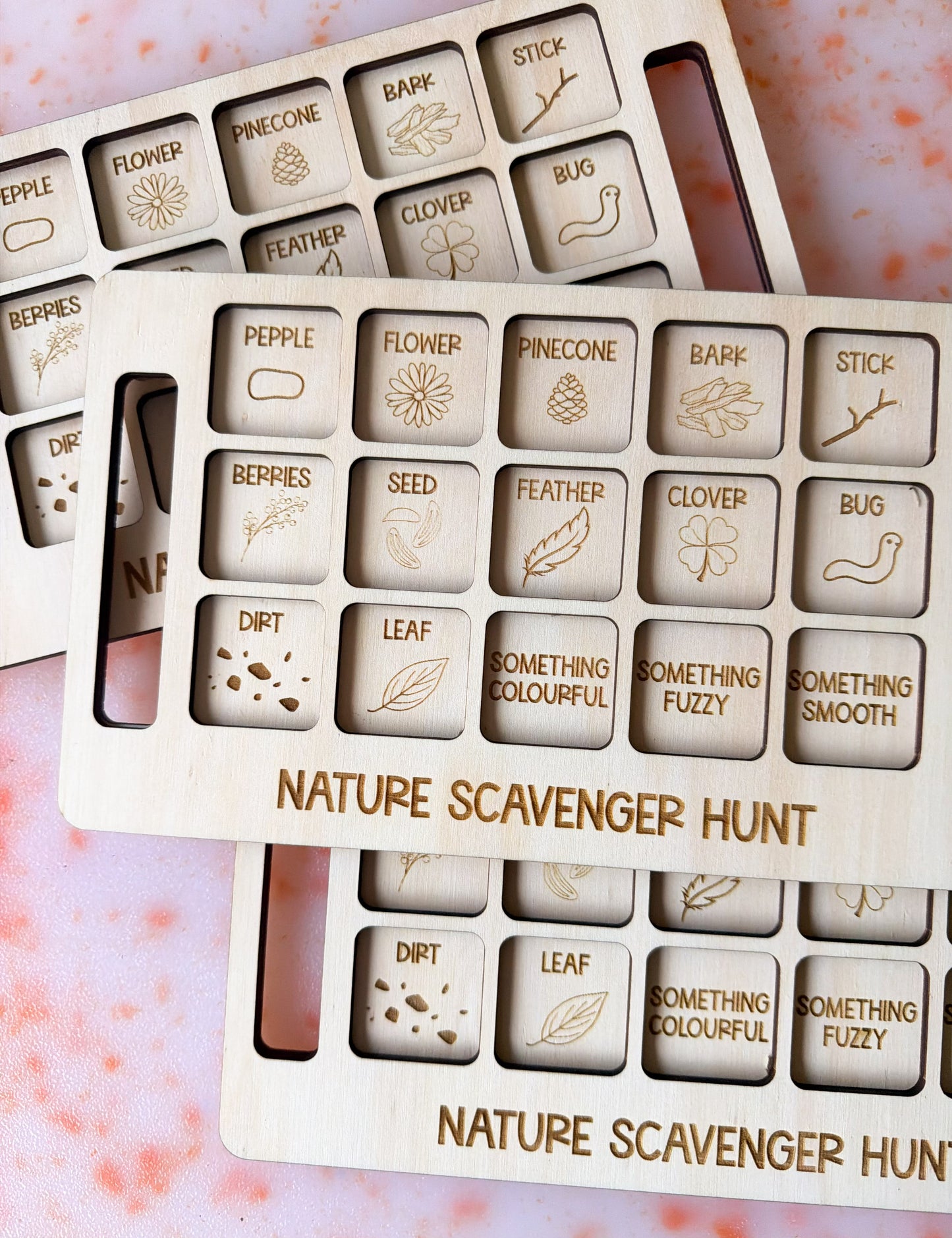 Nature scavenger hunt board