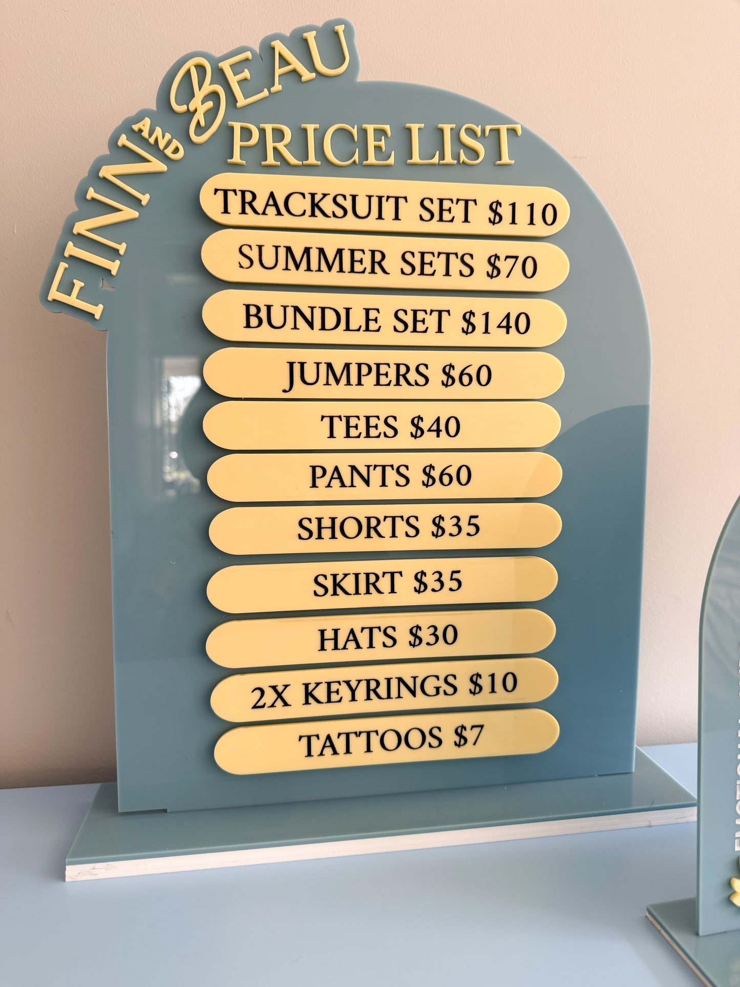 Personalised Removable-Tag Price List