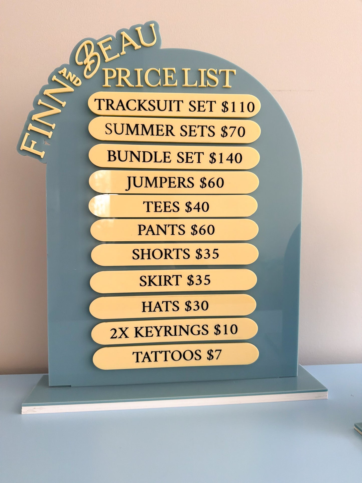 Personalised Removable-Tag Price List