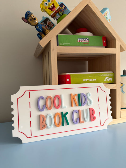 Cool kids book club sign