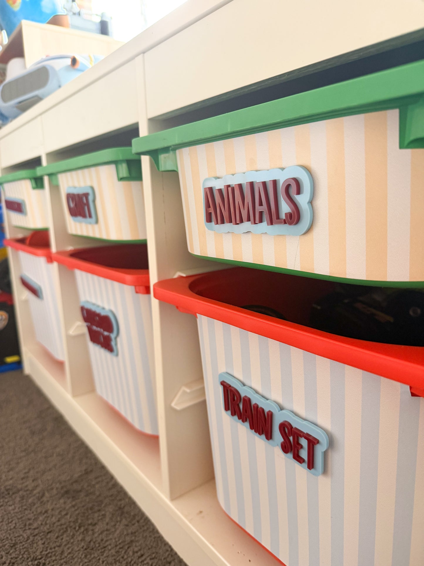 Kids toy storage labels