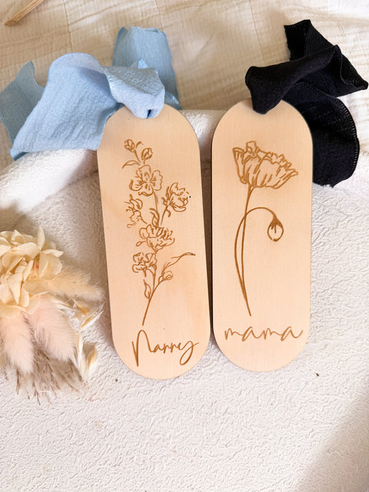 Timber birth flower bookmark