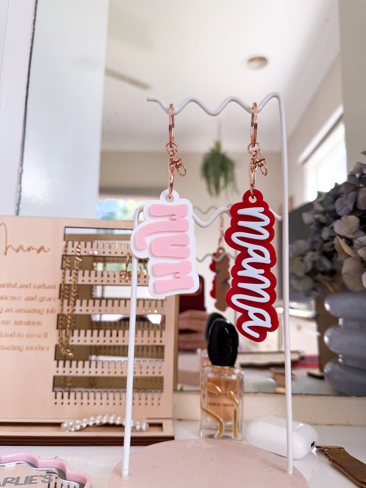 Double layer mum keychain
