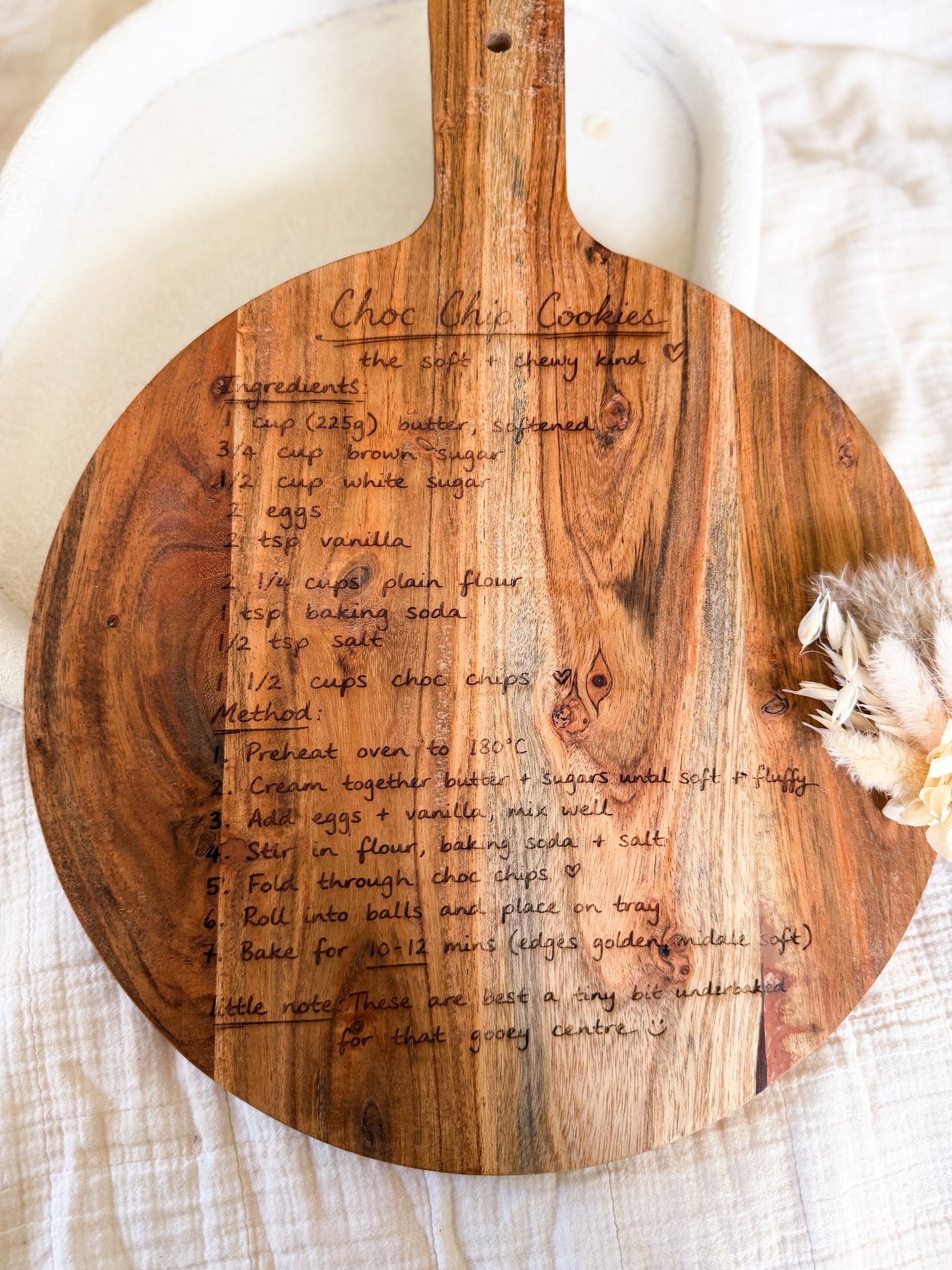 Personalised timber recipe board