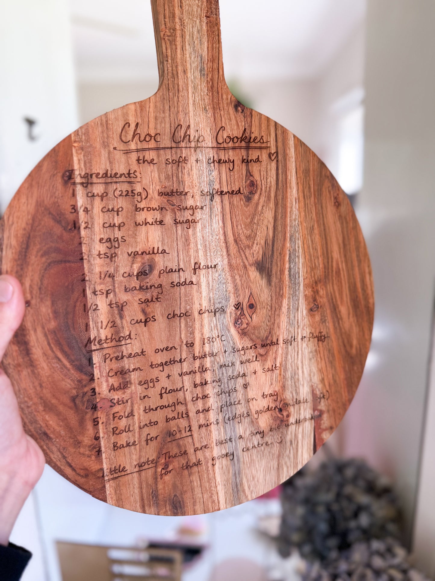 Personalised timber recipe board
