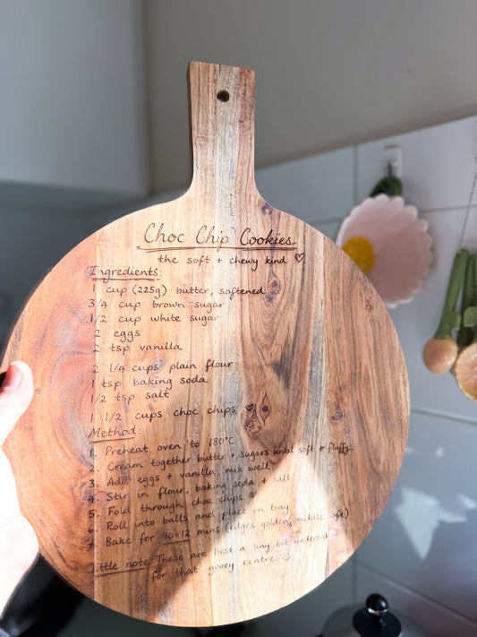Personalised timber recipe board