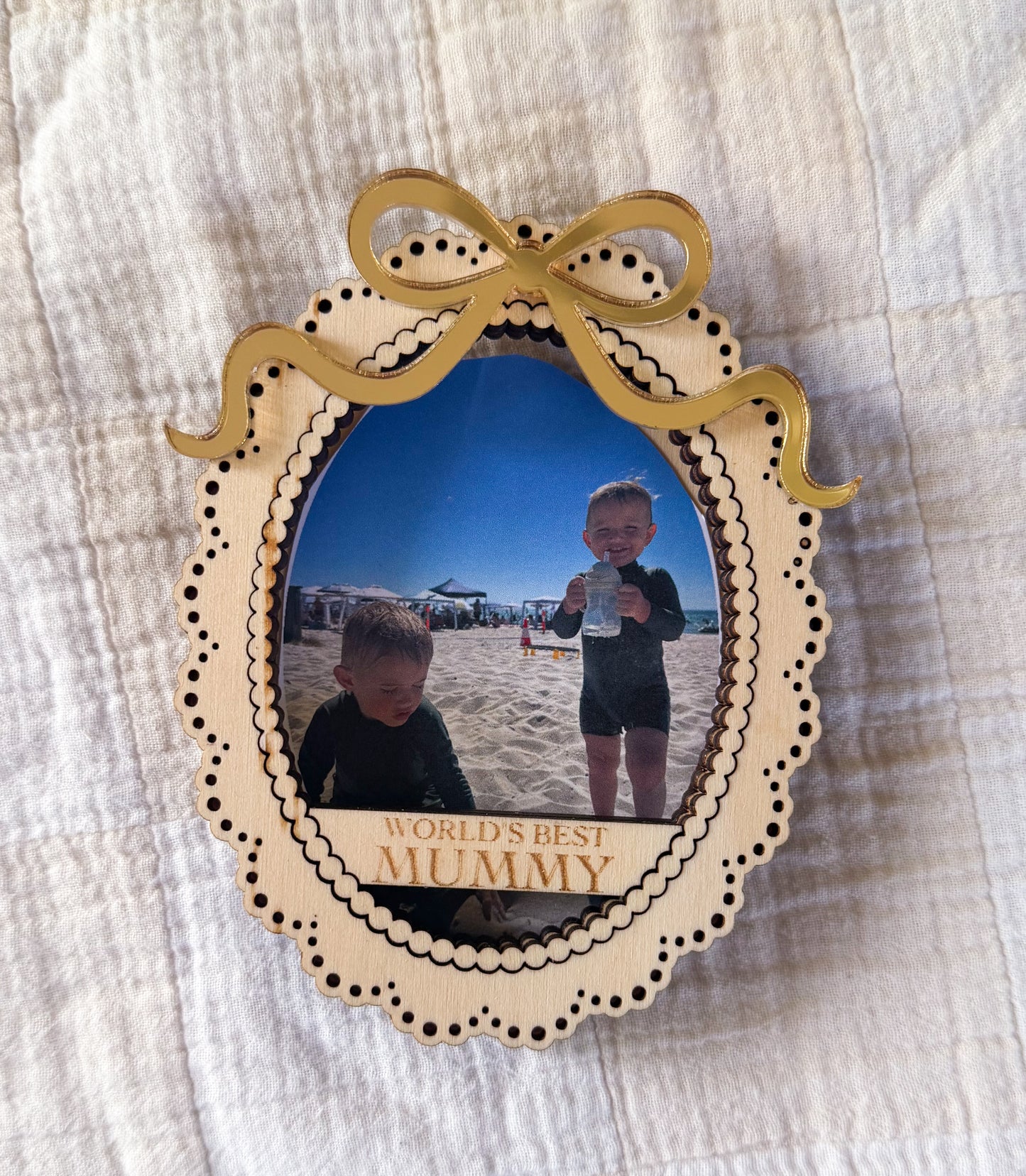 Whimsy bow photo magnet