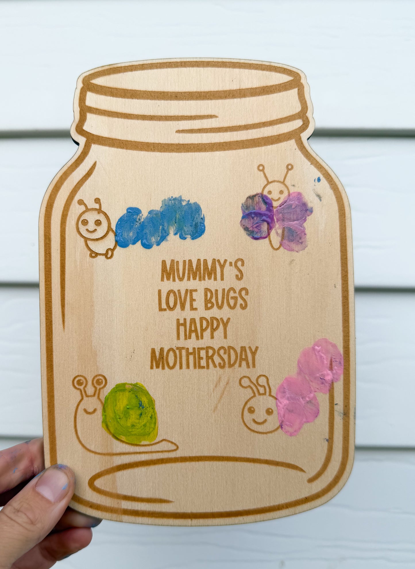 Love bug finger print mothers day plaque