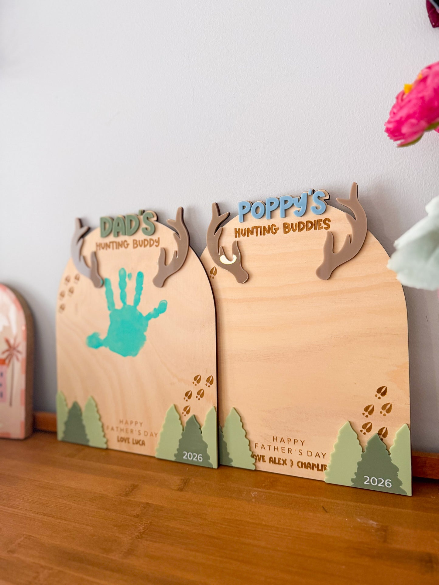 Hunting Buddies Handprint Keepsake Board
