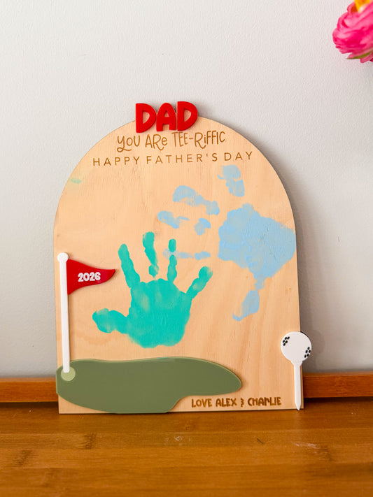 Tee-Riffic Dad Handprint Keepsake Board.