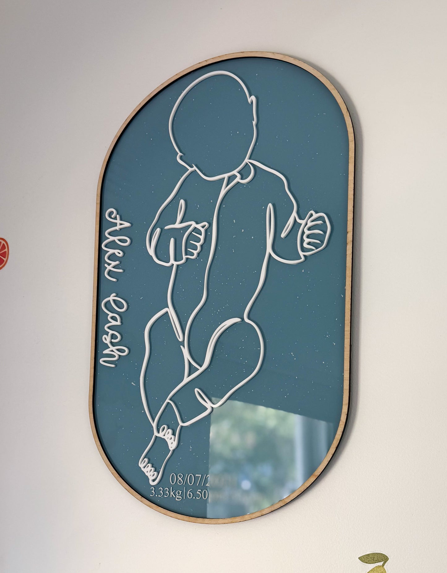 1:1 Scale 3D line art birth plaque (TIMBER BASE)